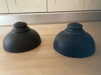 Pair of black metal ceiling lampshades
