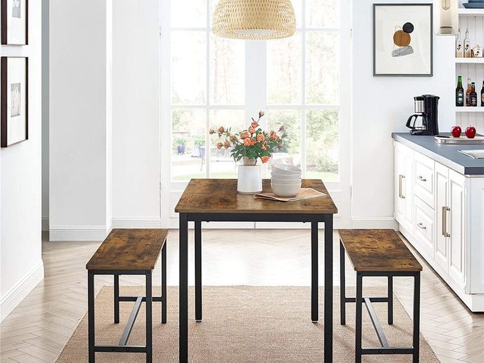 Dining Table Kitchen Table Set with 2 Benches - Free Delivery Nationwide