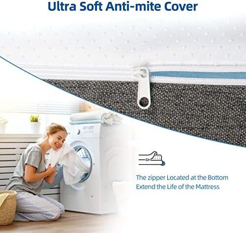 5FT King Size Memory Foam Mattress, 8 Inch with Soft Fabric, Skin-friendly Mattress, Breathable Cover, 2 Layer for More Supportive, Medium Firm-150x200x20cm