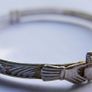 Vintage Sterling Silver Claddagh Bangle Bracelet 2" - 6,28g Image 3