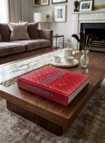 Large (447 pages) Hardcover Book Interiors: The Greatest Rooms of the Century (Merlot Red Velvet cover edition)