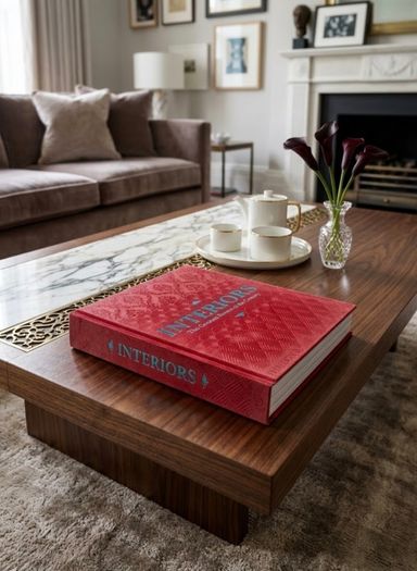 Large (447 pages) Hardcover Book Interiors: The Greatest Rooms of the Century (Merlot Red Velvet cover edition)
