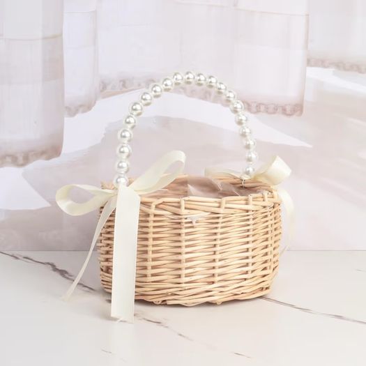Brand New Wicker Flower Girl Baskets Handmade Rattan with Handles
