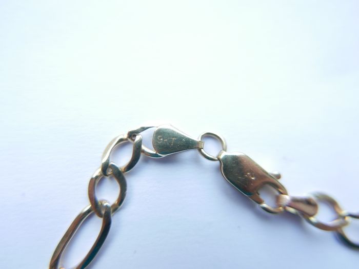 Vintage sold 9K Yellow Gold 375 Figaro Chain Bracelet length 9,2" - 6,5g