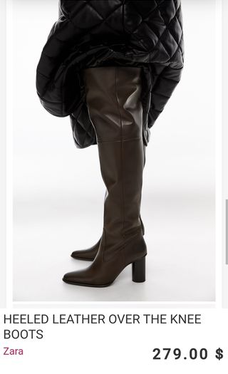 Zara Leather Over The Knee Boots