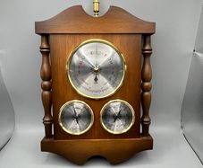 Vintage Barigo Oak Weather Station Hygrometer Barometer Thermometer Germany