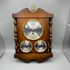 Vintage Barigo Oak Weather Station Hygrometer Barometer Thermometer Germany
