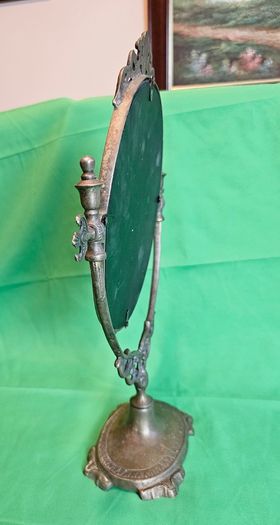 Ornate Victorian Style Brass Swivel Vanity Mirror  Antique Dressing Table Mirror