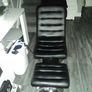 Black leather swivel chair with foot stool Image 3