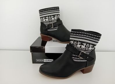 VICES-VERSO Fairisle Print Ankle Boots (BNIB)