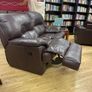 2-Seater Brown Leather Reclining Sofa Image 3
