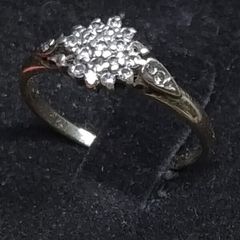 Vintage 9ct Gold Diamond Cluster Ring Fully Hallmarked London Size 50