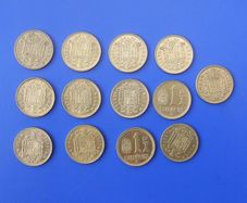 SPANISH PESETA x 13 (Madrid mint) - including two Espana '82 World Cup coins