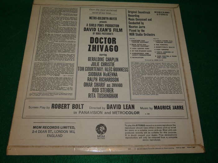 Doctor Zhivago Soundtrack Lp Uk Press