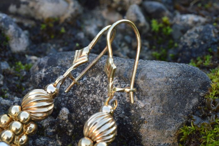 Vintage 1940s Pearl Drop Earrings - 14ct Gold