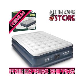 Premium King Size Air Bed with Built in Electric Pump And Pillow Raised Flocked Airbed with a Soft Top Fast Self inflating Camping Bed with Upgraded Internal Beams (FREE SHIPPING)