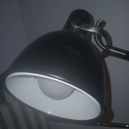 Tall Vintage Angle Pause Enamel and Chrome Lamp > 40 inches.