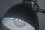 Tall Vintage Angle Pause Enamel and Chrome Lamp > 40 inches.