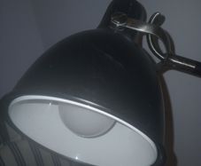 Tall Vintage Angle Pause Enamel and Chrome Lamp > 40 inches.