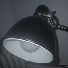 Tall Vintage Angle Pause Enamel and Chrome Lamp > 40 inches.