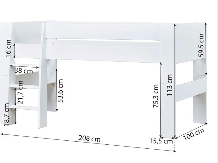High sleeper single bed with desk