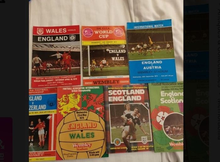 England  national football team -  various 7 football programmes - 1970s