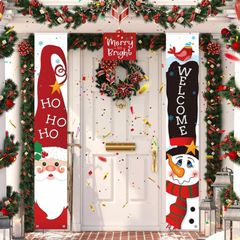 3 Pieces Christmas Door Banner Decorations, Red Welcome Happy Christmas Porch Sign Merry and Bright Santa Claus Snowman Outdoor Banner Hanging Decor for Winter Christmas Holiday (FREE POSTAGE)
