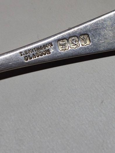 Antique 1895 Glasgow Solid Silver Teaspoons & Sugar Tongs Set in Original Box