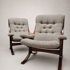 Stunning Pair of Mid-Century Modern "Partner" Armchairs attributed to John Hjortdal