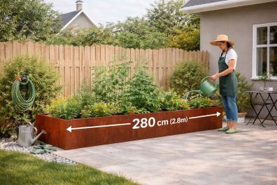 Outdoor Planter Box  Extra Large Weathering Steel Raised Garden Bed 280cm