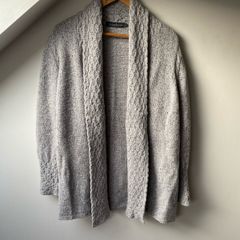 IrelandsEye Knitwear Grey Luxury Blend Open Front Cardigan Small Made in Ireland