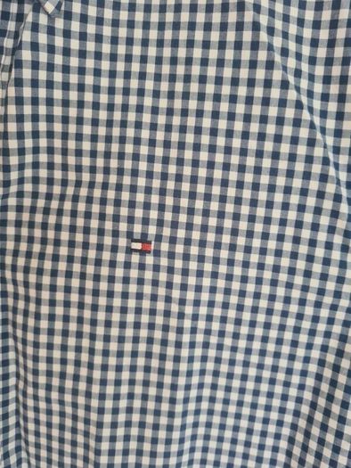 mens Tommy Hilfiger long sleeve check shirt Size Small navy blue white