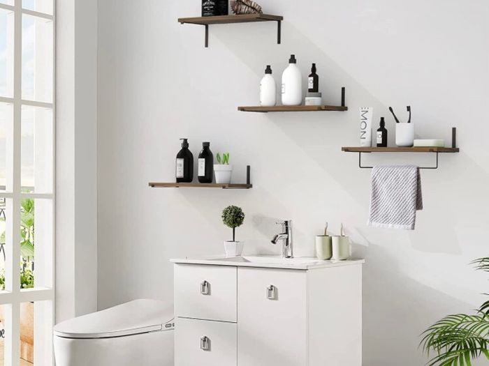 Floating Shelves Set of 4, Rustic Wooden Shelves for Wall 40cm Length