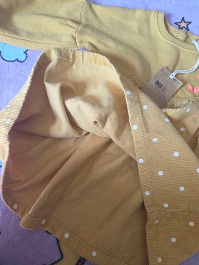 9-12m, With Tags Soft Corduroy Jumper Dress - Embroidered