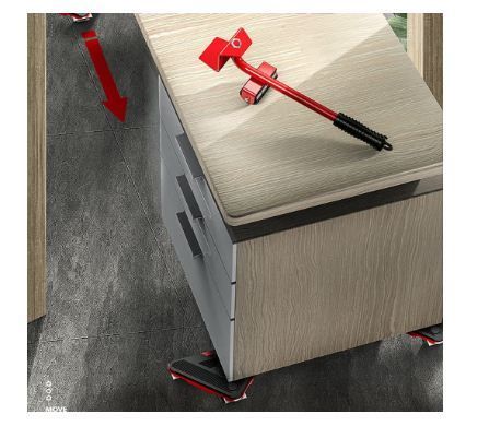 Furniture Mover And Lifter Kit,with 4 Sliding Furniture Carts,plastic/steel Triple Carts With Casters