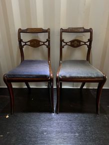 A Rare Pair of Regency Cut-Brass & Rosewood Side Chairs (c. 1820) - Celebrating 200 Years of Craftsmanship
