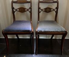 A Rare Pair of Regency Cut-Brass & Rosewood Side Chairs (c. 1820) - Celebrating 200 Years of Craftsmanship