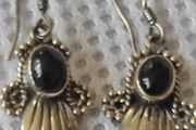 Vintage sterling silver onyx earrings