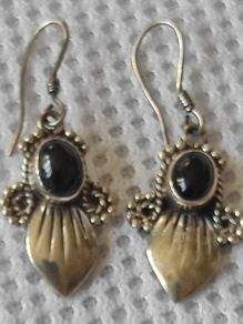 Vintage sterling silver onyx earrings