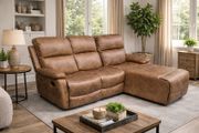 Athens Brown Fabric Recliner Corner Sofa with Chaise Easy Clean
