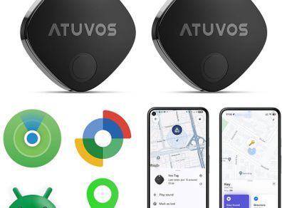 Dual System Air Tracker Tag PRO 2Pack, Smart Key Finder Works with Android Google Find Hub or iOS Apple Find My APP, Bluetooth Item Locator for Luggage, Suitcase, Bags
