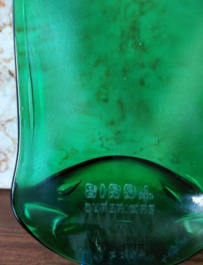 Upcycled Handmade Fused Green Glass Beer Bottles