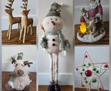 Christmas Decorations Bundle - Snowman, Reindeer, Santa, Moose & Tree Topper