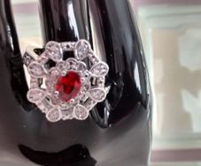 Garnet & White Sapphire Crystal Gemstone Ring