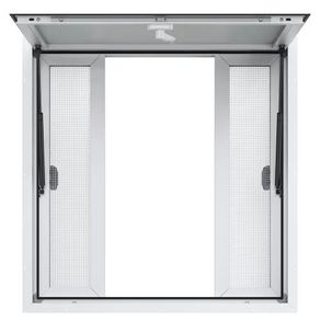 Concession Window 36"x36", Aluminum Alloy Food Truck Service Window with 4 Horizontal Sliding Windows & Awning Door & Drag Hook