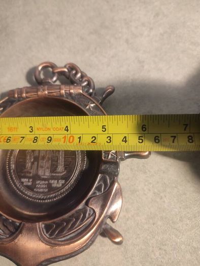 New York City Ashtray Statue of Liberty, World Trade Center, Empire State metal and copper effect could used as wall hanging decor. is 6 inches