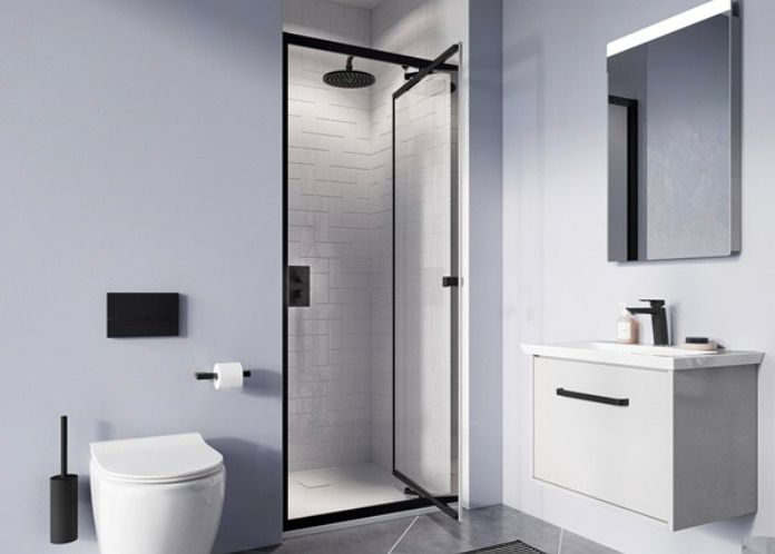 Clearance: Clear 6 Black Infold Door 1000