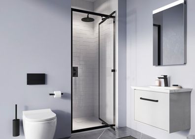 Clearance: Clear 6 Black Infold Door 1000
