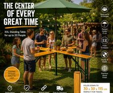 XXL Folding Beer Standing Table with Parasol Holder