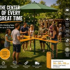 XXL Folding Beer Standing Table with Parasol Holder